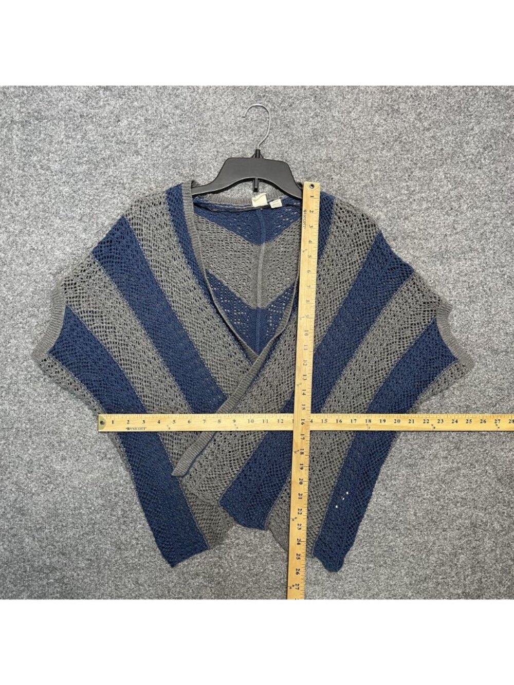 Roxy Womens Blue & Gray Chevron Knit Open Front Cardigan Sweater S Lightweight - Picture 5 of 5